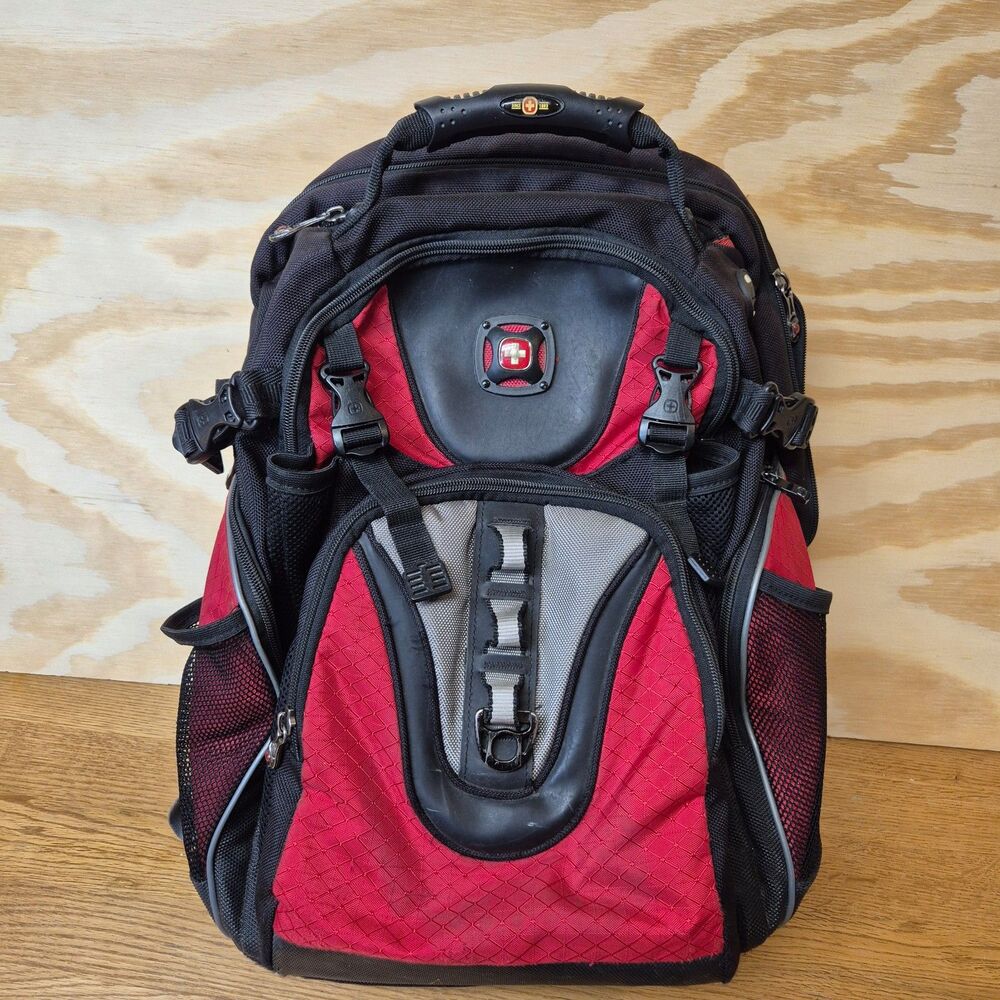 SwissGear Wenger Laptop Backpack Red Black Travel School Business Carry On Book